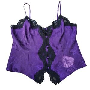 Vintage Gold Label Victoria's Secret Purple Camisole Lacey Top - Medium